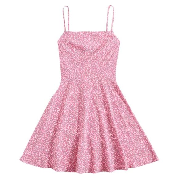 Pink Floral Spaghetti Strap Dress - Picture 1 of 5